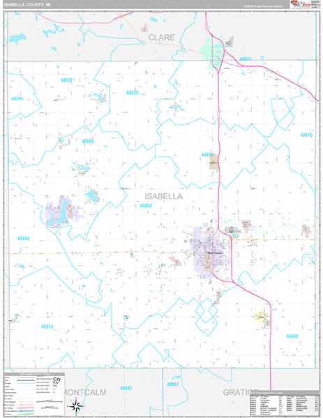 Isabella County, MI Zip Code Map