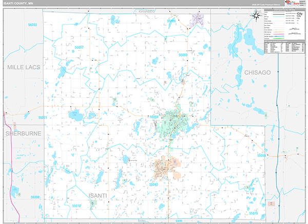 Isanti County, MN Wall Map
