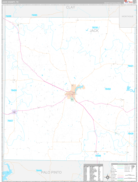 Jack County, TX Wall Map Premium Style