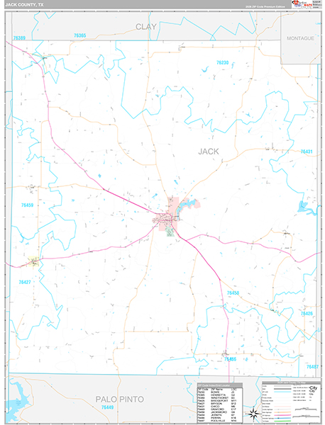 Jack County, TX Zip Code Map