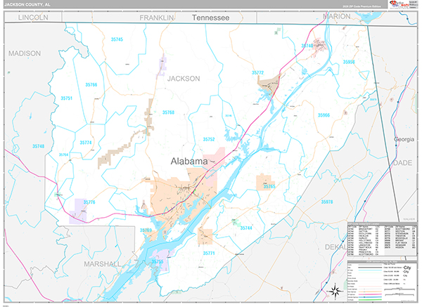 Jackson County, AL Zip Code Map