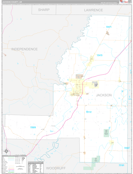 Jackson County, AR Wall Map Premium Style