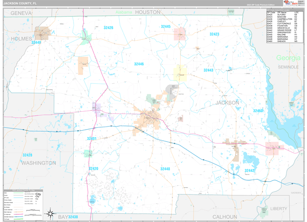Jackson County, FL Carrier Route Wall Map