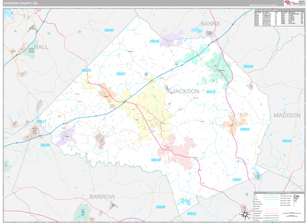 Jackson County Wall Map Premium Style