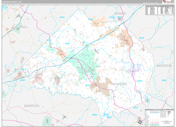 Jackson County, GA Wall Map