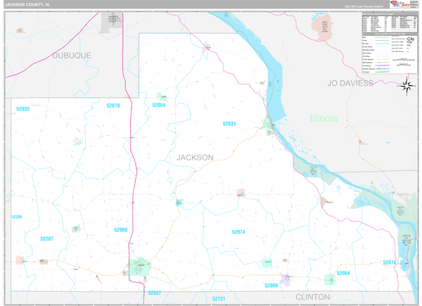 Jackson County, IA Carrier Route Wall Map