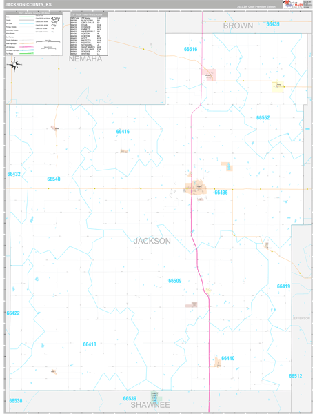 Jackson County, KS Carrier Route Wall Map