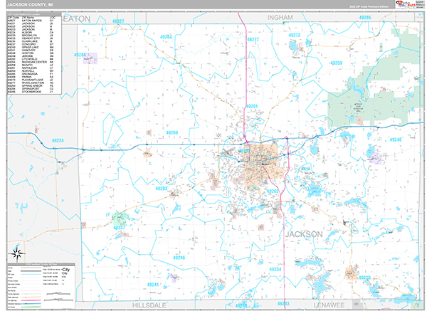 Jackson County, MI Zip Code Map