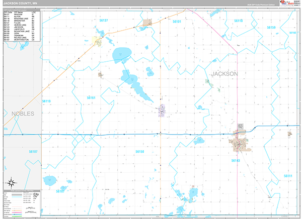 Jackson County, MN Wall Map
