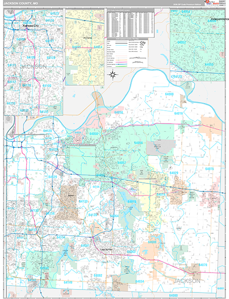 Jackson County, MO Wall Map