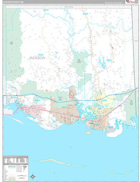 Jackson County, MS Zip Code Map
