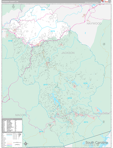 Jackson County, NC Wall Map