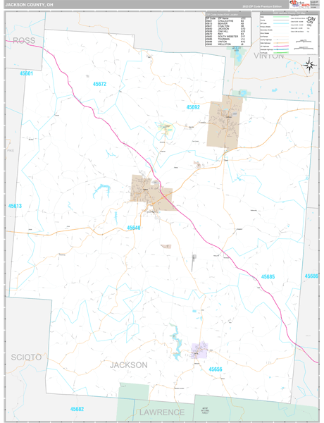 Jackson County, OH Map Premium Style