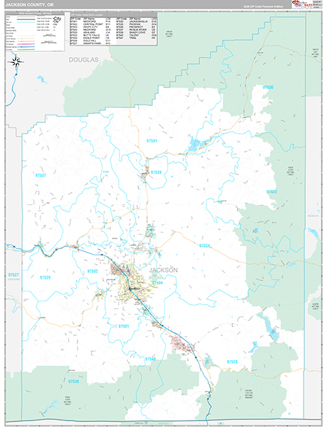 Jackson County, OR Wall Map