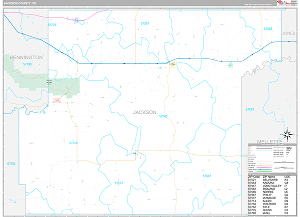 Jackson County, SD Zip Code Map