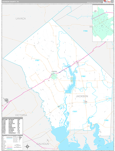 Jackson County, TX Zip Code Map