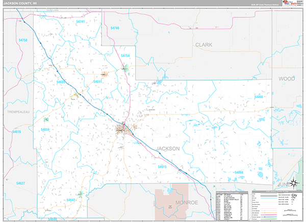 Jackson County, WI Wall Map