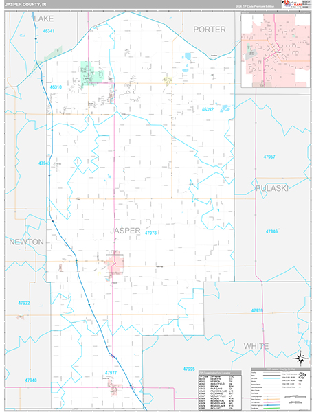 Jasper County, IN Zip Code Map