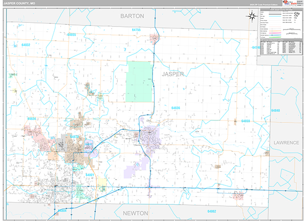 Jasper County, MO Zip Code Map