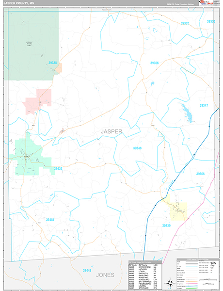 Jasper County, MS Zip Code Map
