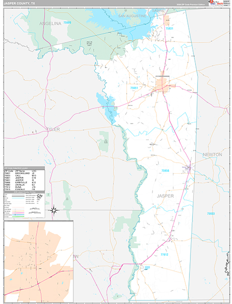 Jasper County, TX Zip Code Map