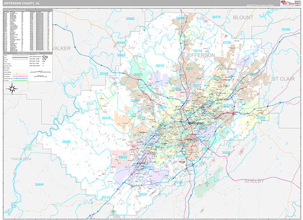 Jefferson County, AL Zip Code Map
