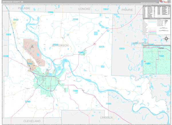 Jefferson County, AR Carrier Route Wall Map