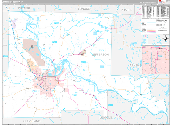 Jefferson County, AR Zip Code Map