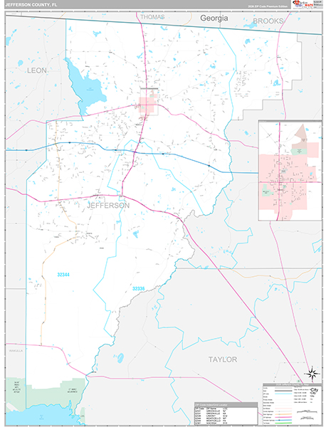Jefferson County, FL Wall Map