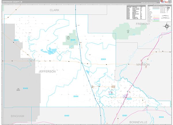 Jefferson County, ID Wall Map