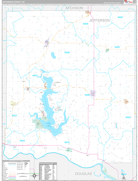 Jefferson County, KS Wall Map