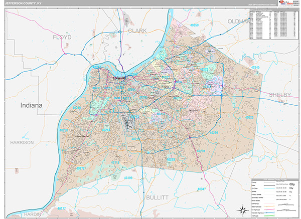 Jefferson County, KY Zip Code Map
