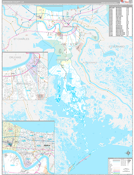 Jefferson County, LA Wall Map