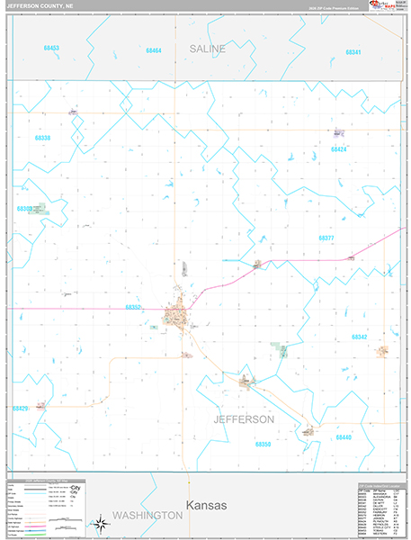 Jefferson County, NE Zip Code Map