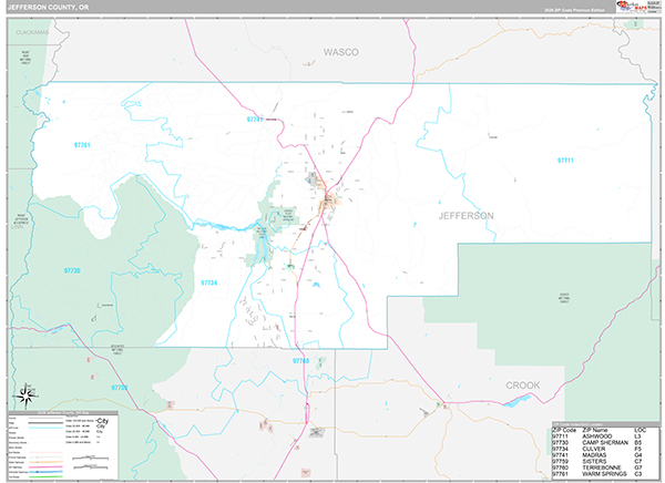 Jefferson County, OR Wall Map
