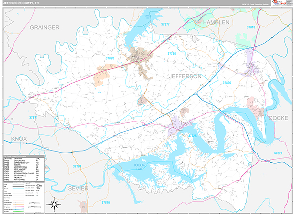 Jefferson County, TN Zip Code Map