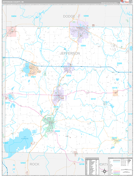 Jefferson County, WI Wall Map