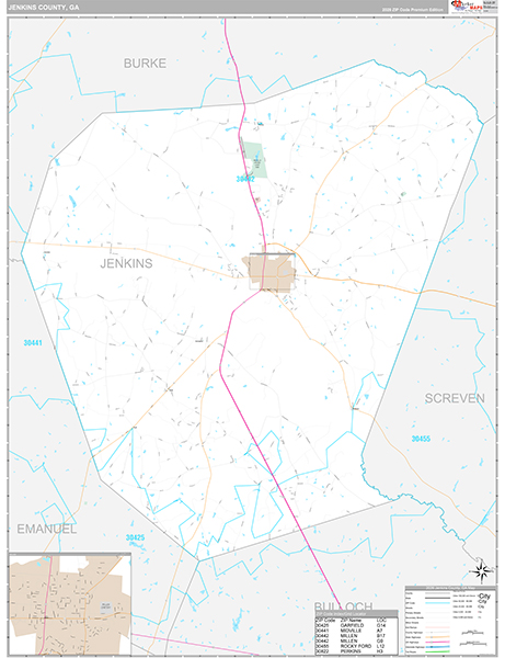 Jenkins County, GA Zip Code Map