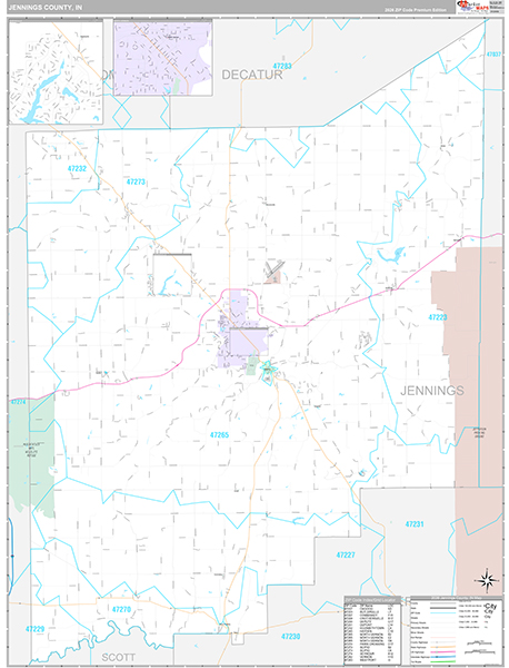 Jennings County, IN Zip Code Map