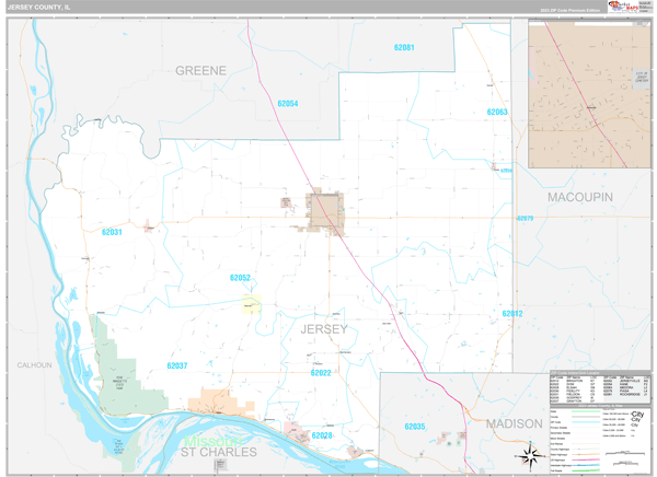 Jersey County, IL Wall Map