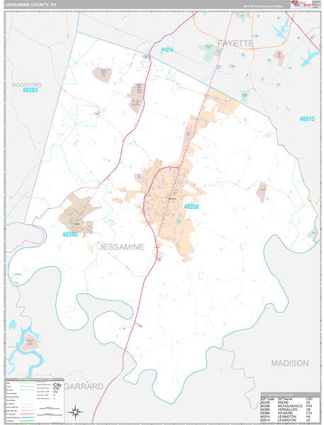 Jessamine County, KY Wall Map