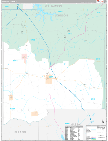 Johnson County, IL Wall Map