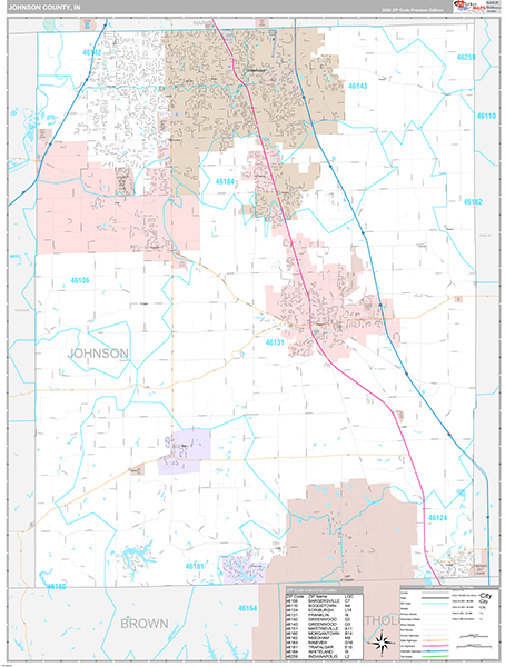 Johnson County, IN Zip Code Map