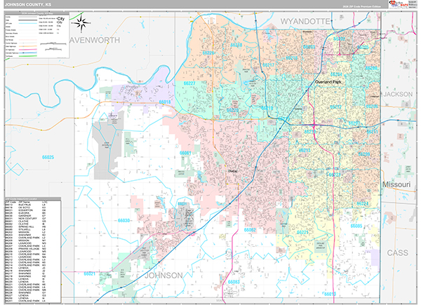 Johnson County, KS Wall Map
