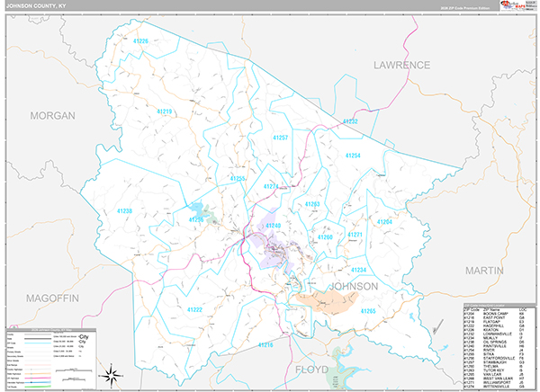 Johnson County, KY Zip Code Map