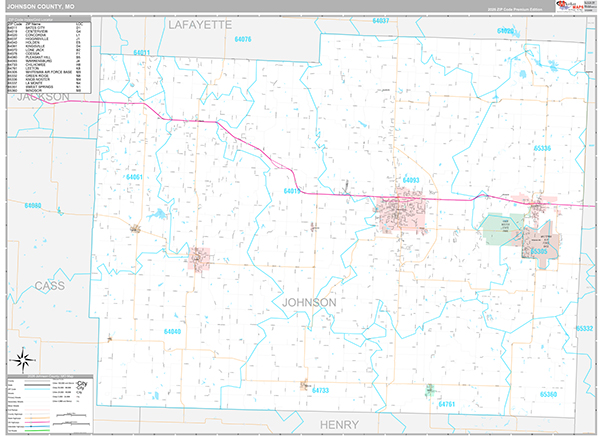 Johnson County, MO Wall Map
