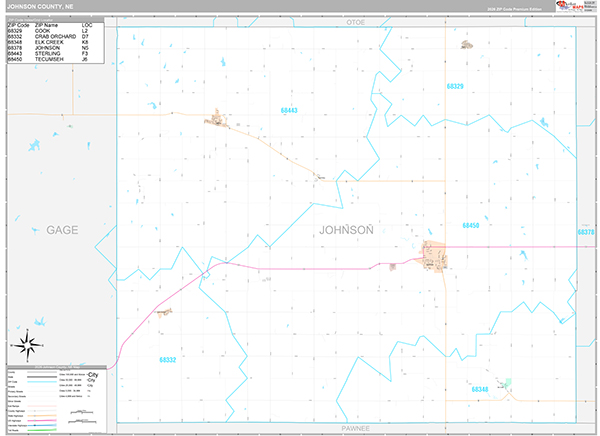 Johnson County, NE Zip Code Map