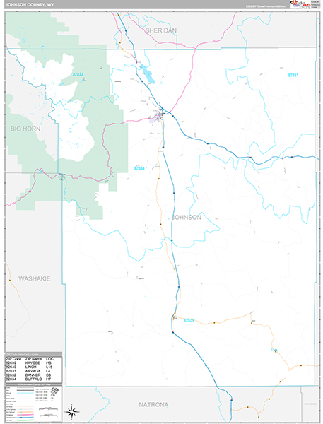 Johnson County, WY Zip Code Map