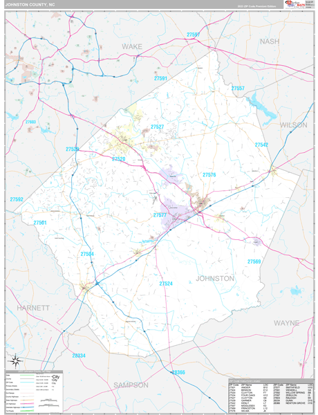 Johnston County, NC Wall Map