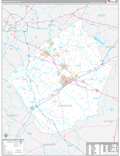 Johnston County, NC Wall Map